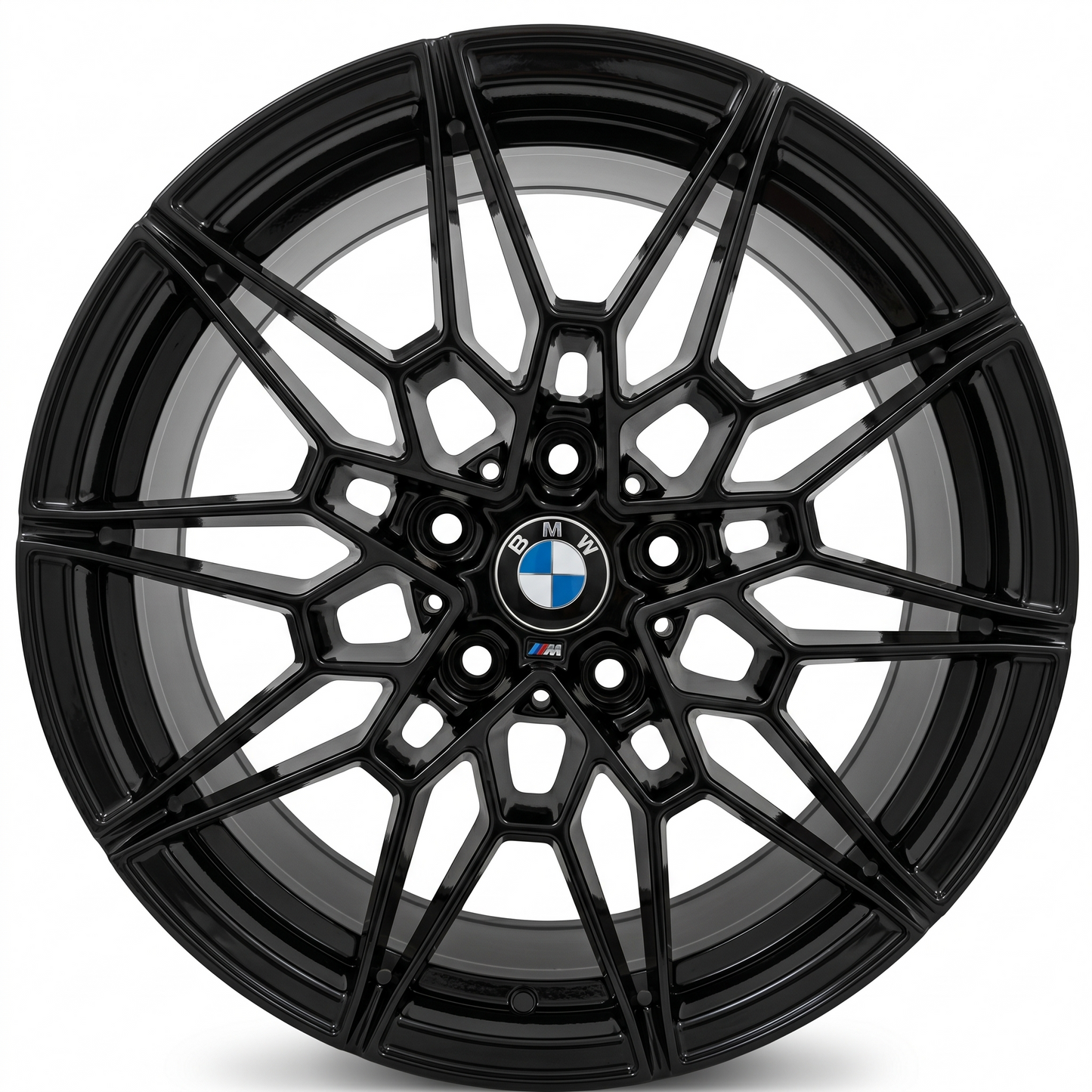 Suits BMW 3 4 5 Series 5x120 - Y-Web Mesh Style 18" Gloss Black Staggered Wheels