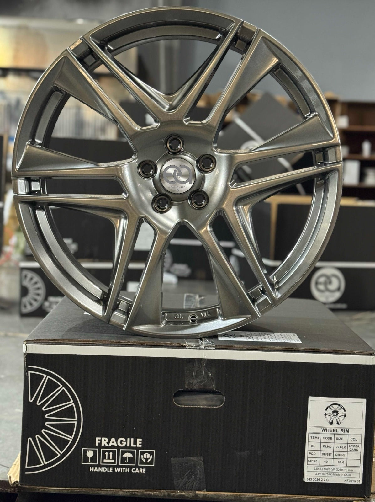 Suits Commodore VE VF - Blades 22x8 Hyper Dark Machine Lip Wheel Rims