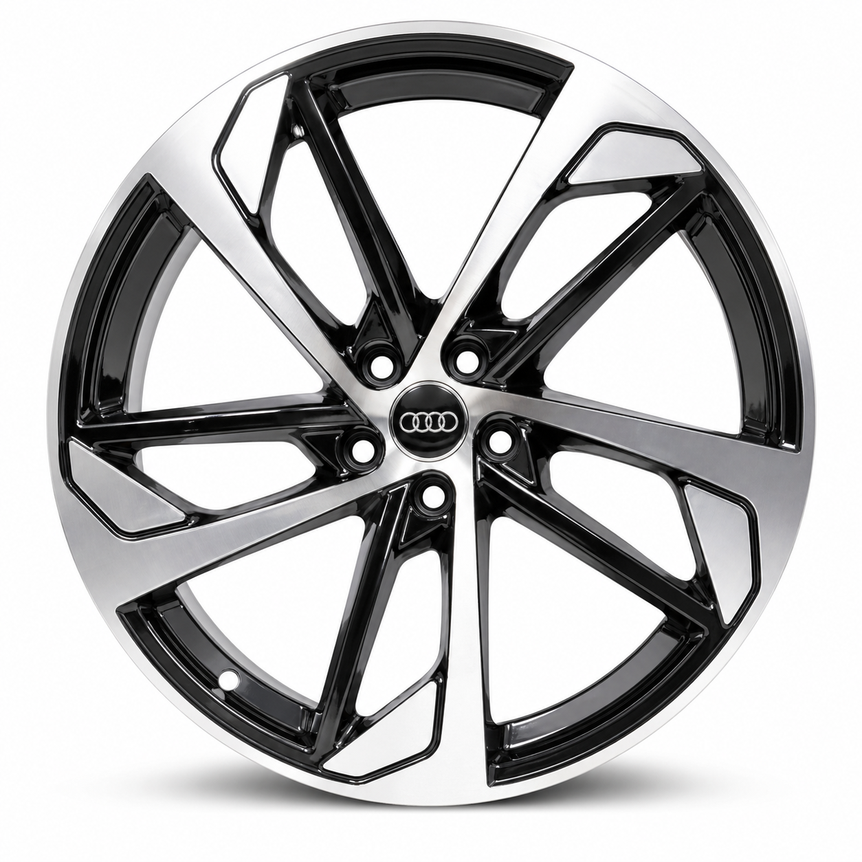 Suits Audi Q8 SQ5 Q5 Q7 SQ7 - 5-Blade Style 22x9.5 Gloss Black Machine Face Wheels