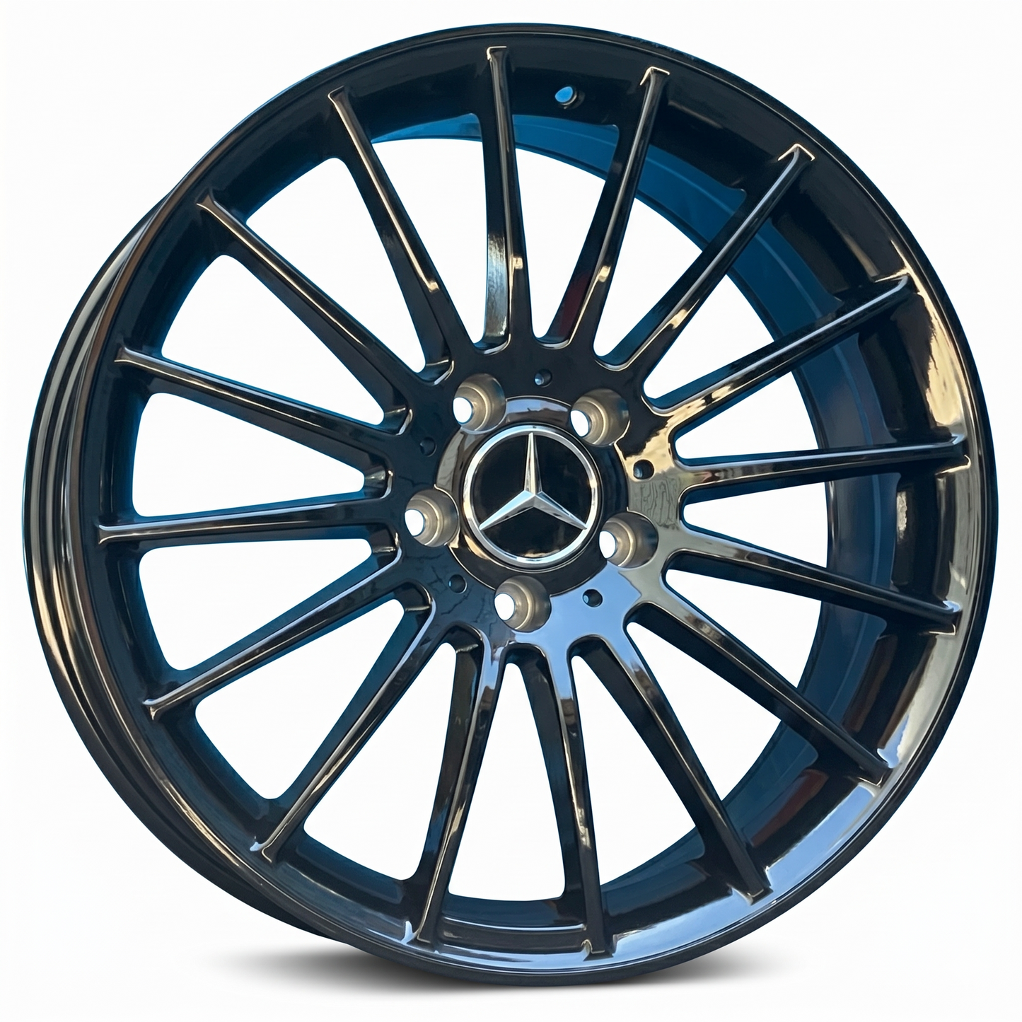 Suits Mercedes-Benz A200 A250 - Multi-Spoke Style 18x8 Gloss Black Machine Face Wheels