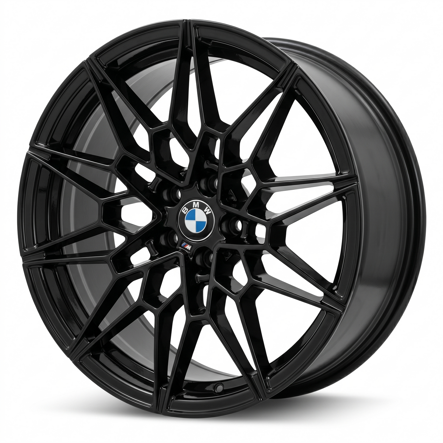 Suits BMW 3 4 5 Series 5x120 - Y-Web Mesh Style 18" Gloss Black Staggered Wheels
