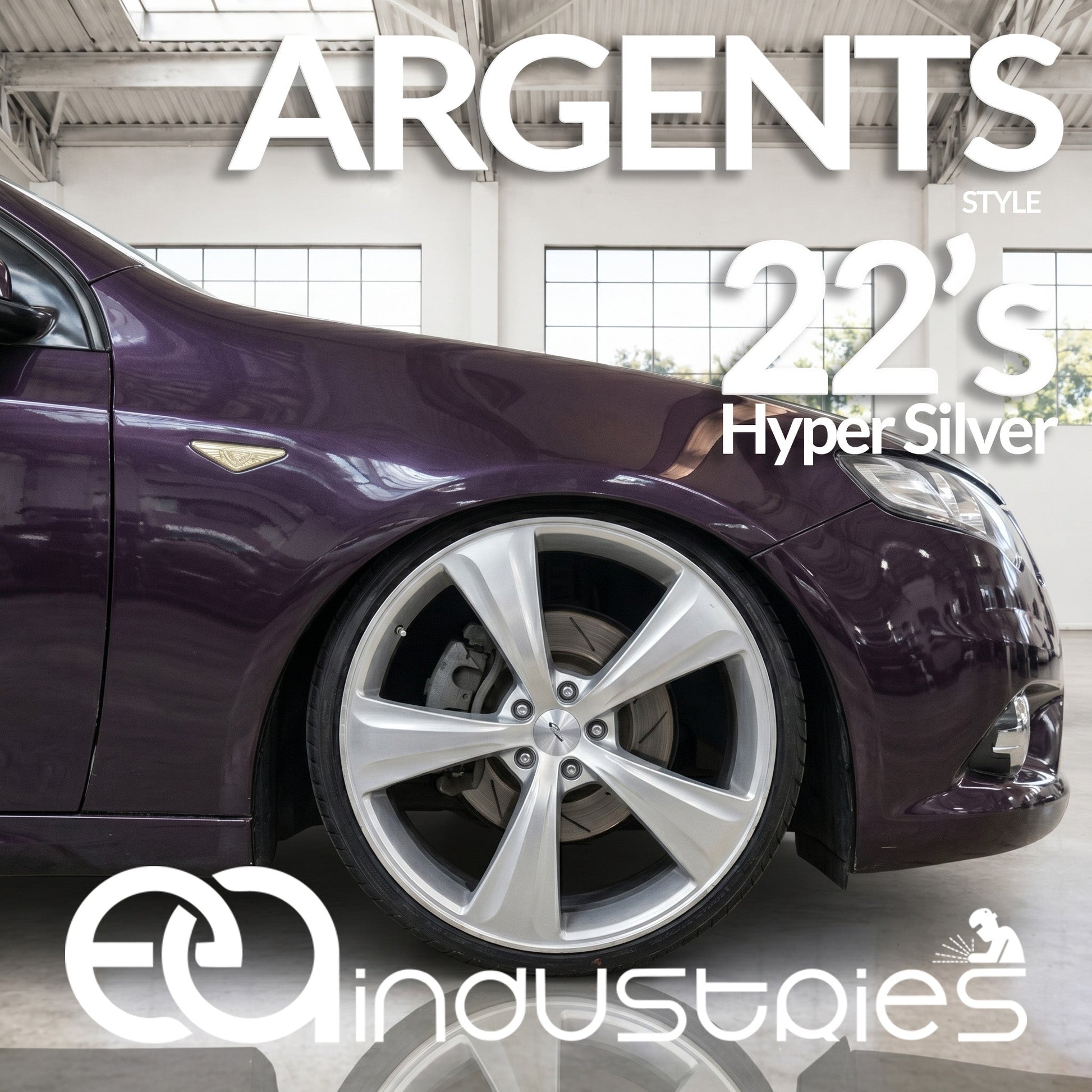 Suits Ford Falcon BA BF FG FGX - Argent Style 22x8 Hyper Silver Machine Lip Wheel Rims