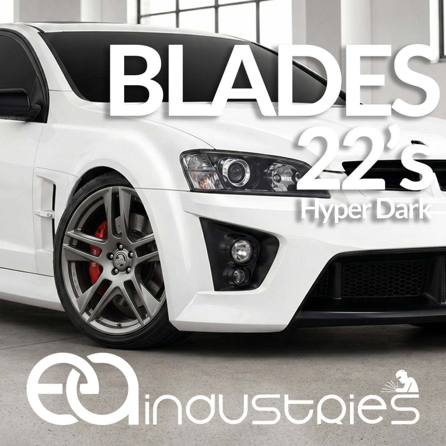 Suits Commodore VE VF - Blades 22x8 Hyper Dark Machine Lip Wheel Rims