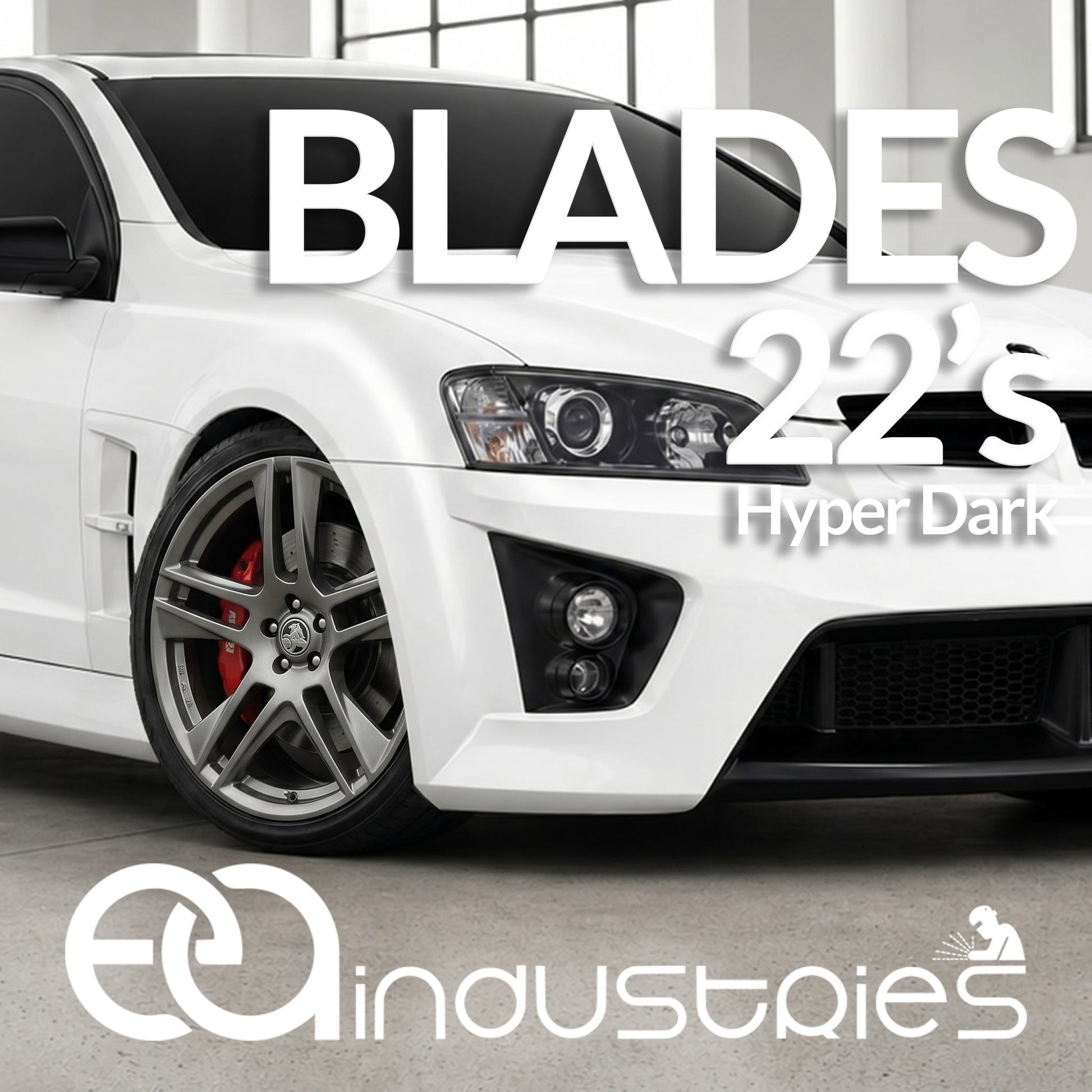 Suits Commodore VE VF - Blades 22x8 Hyper Dark Machine Lip Wheel Rims