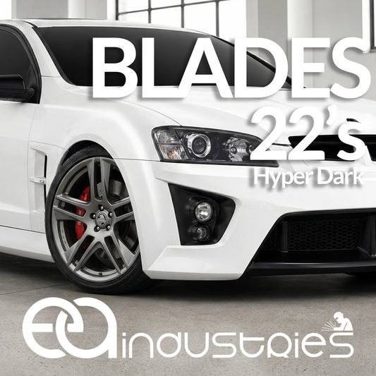 Suits Commodore VE VF - Blades 22x8 Hyper Dark Machine Lip Wheel Rims
