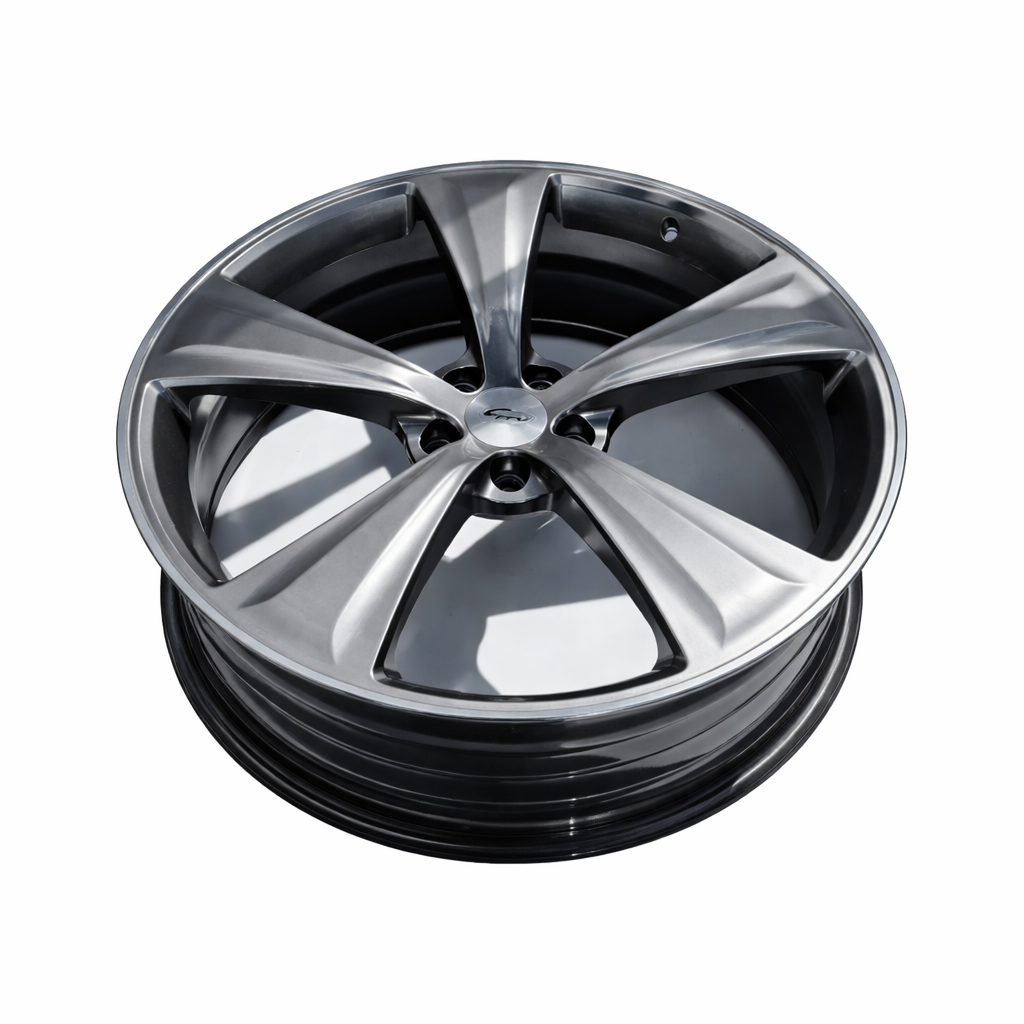 Suits Ford Falcon BA BF FG FGX - Argent Style 22x8 Hyper Dark Machine Lip Wheels
