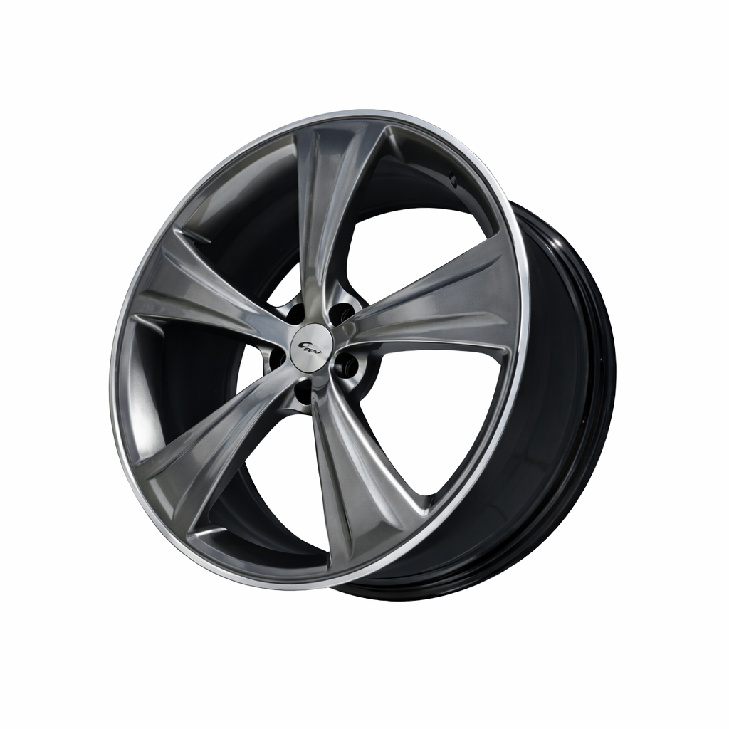 Suits Ford Falcon BA BF FG FGX - Argent Style 22x8 Hyper Dark Machine Lip Wheels