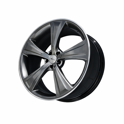 Suits Ford Falcon BA BF FG FGX - Argent Style 22x8 Hyper Dark Machine Lip Wheels
