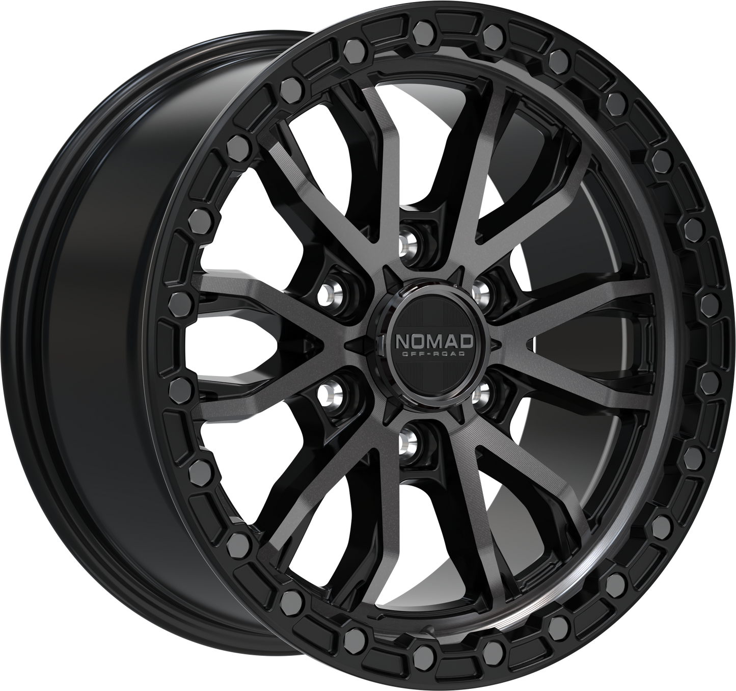 Nomad N133 Black Machined Face Dark Tint wheel perspective view