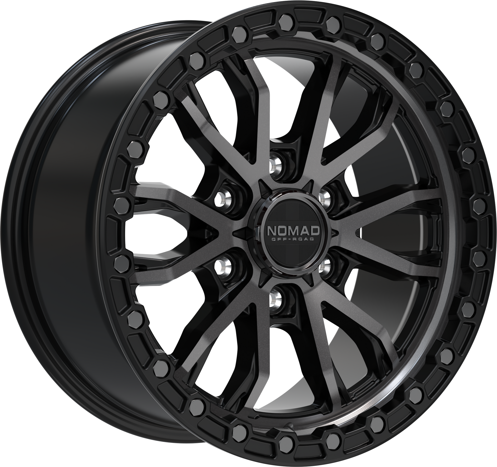 Nomad N133 Black Machined Face Dark Tint wheel perspective view