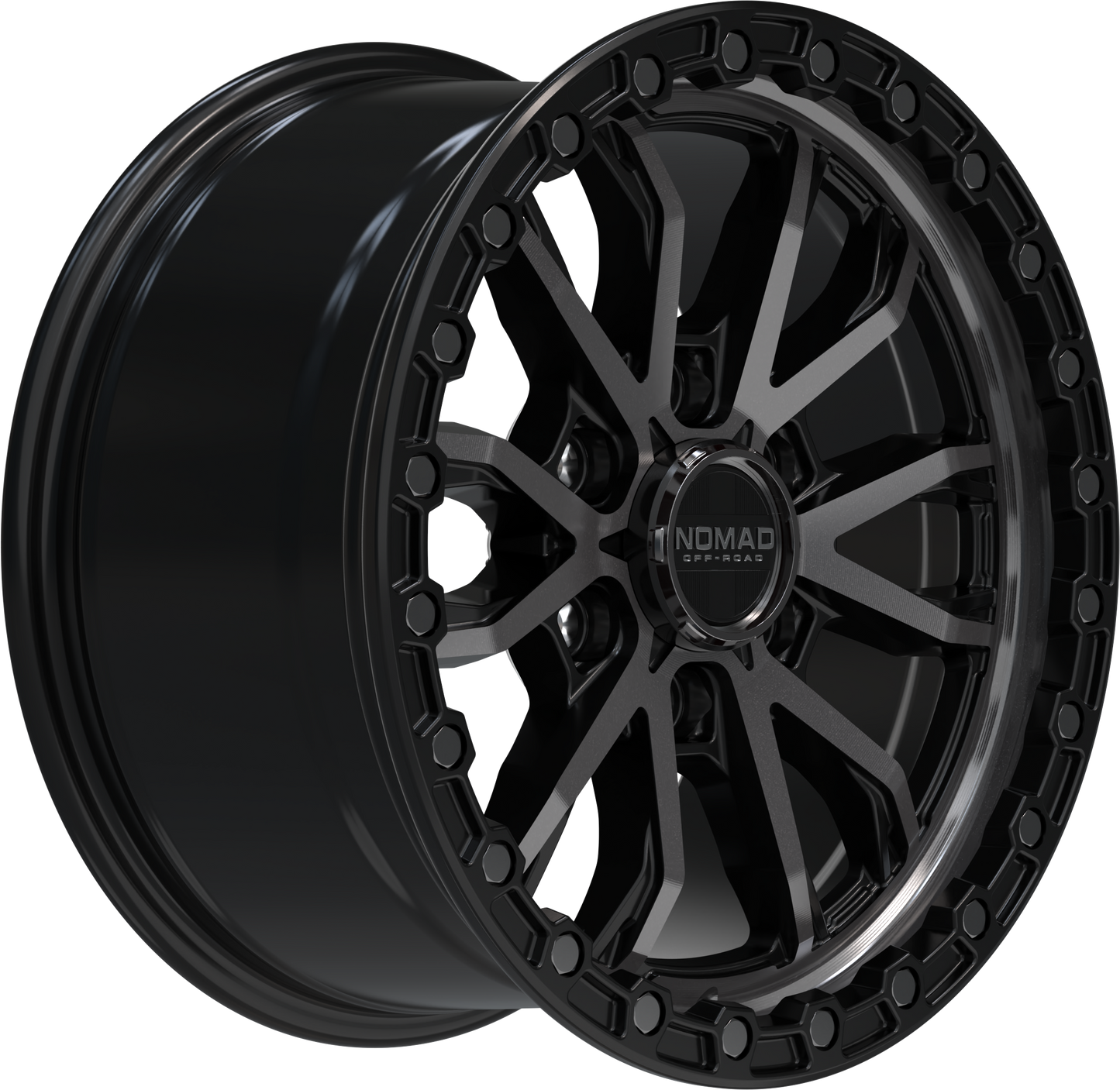 Nomad N133 Black Machined Face Dark Tint wheel side angle