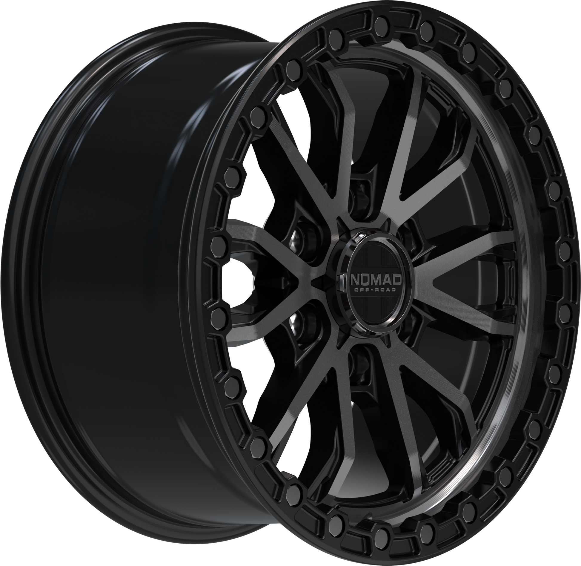 Nomad N133 Black Machined Face Dark Tint wheel side angle