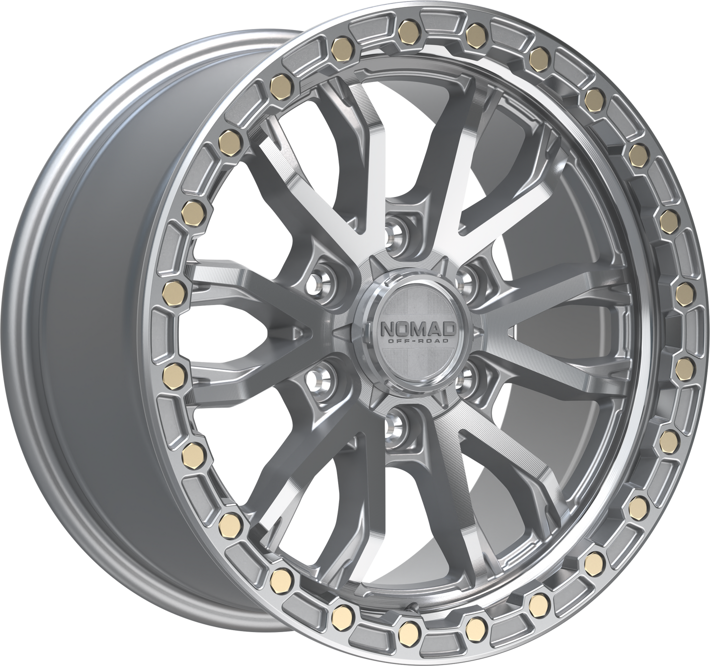 Nomad N133 Silver Machined Face wheel perspective view