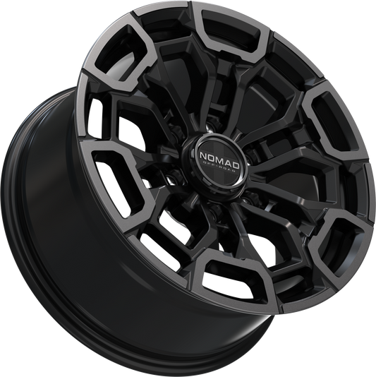 Nomad N162 Black Machined Face Dark Tint wheel angled view