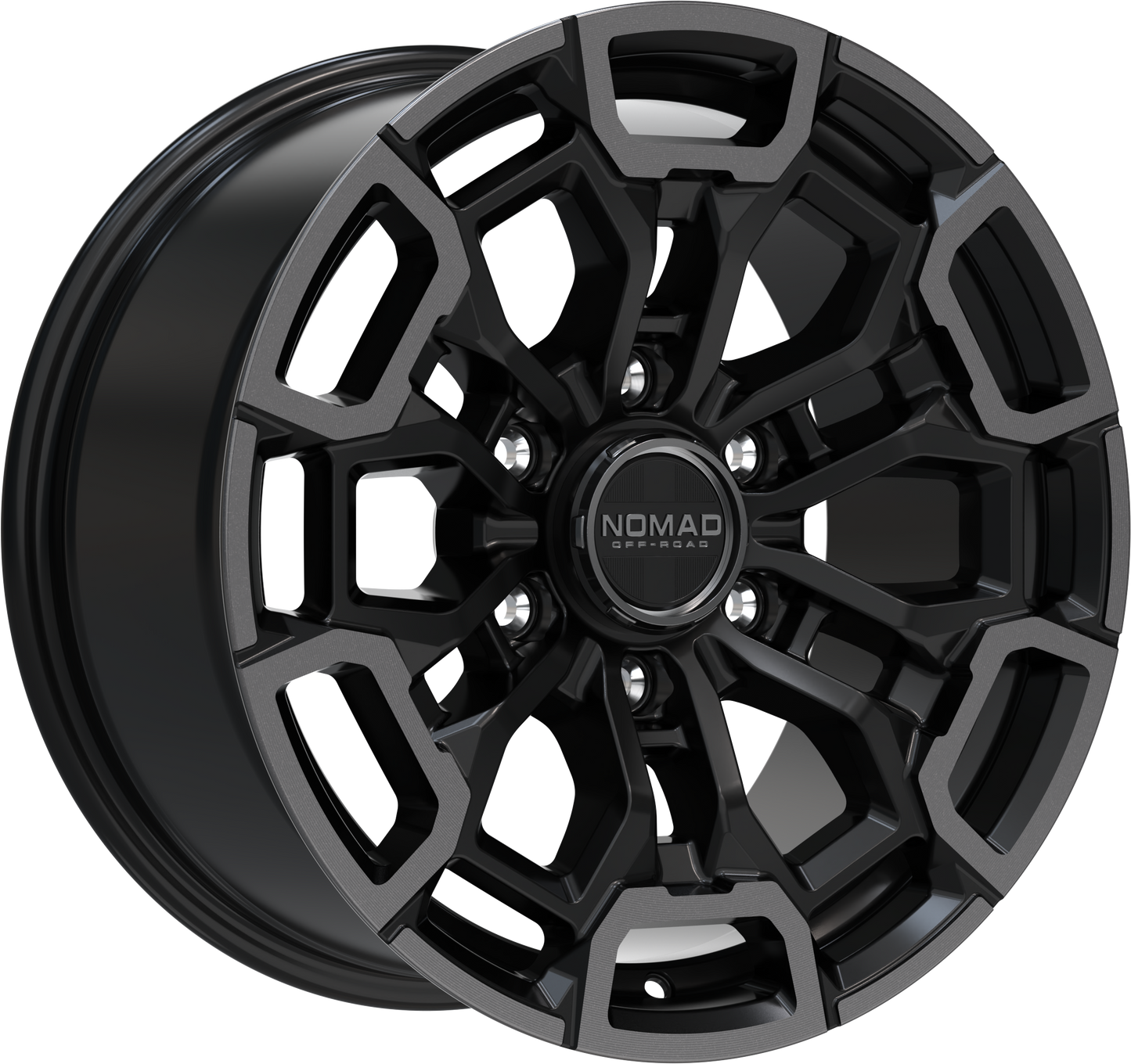 Nomad N162 Black Machined Face Dark Tint wheel perspective view
