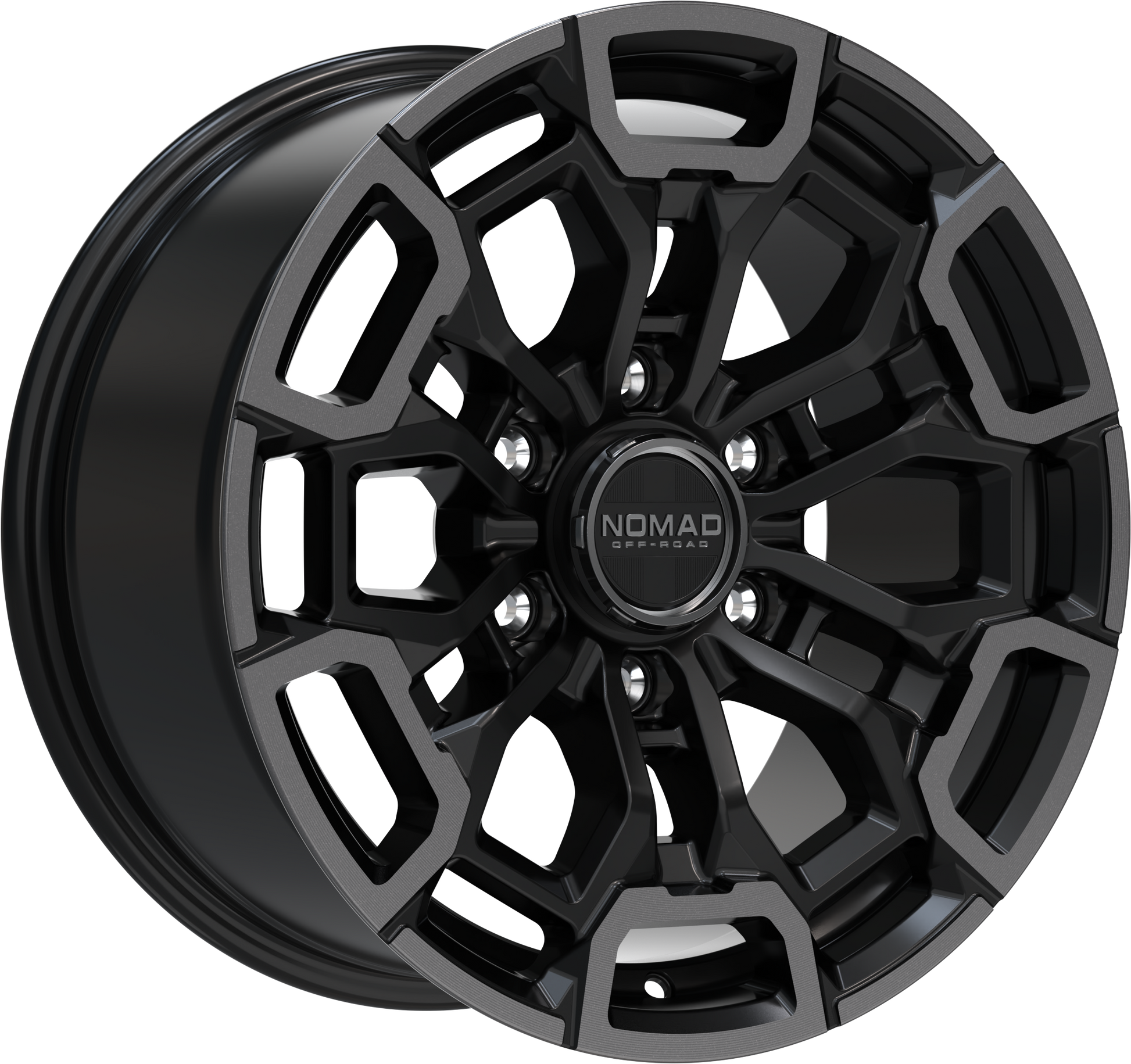 Nomad N162 Black Machined Face Dark Tint wheel perspective view