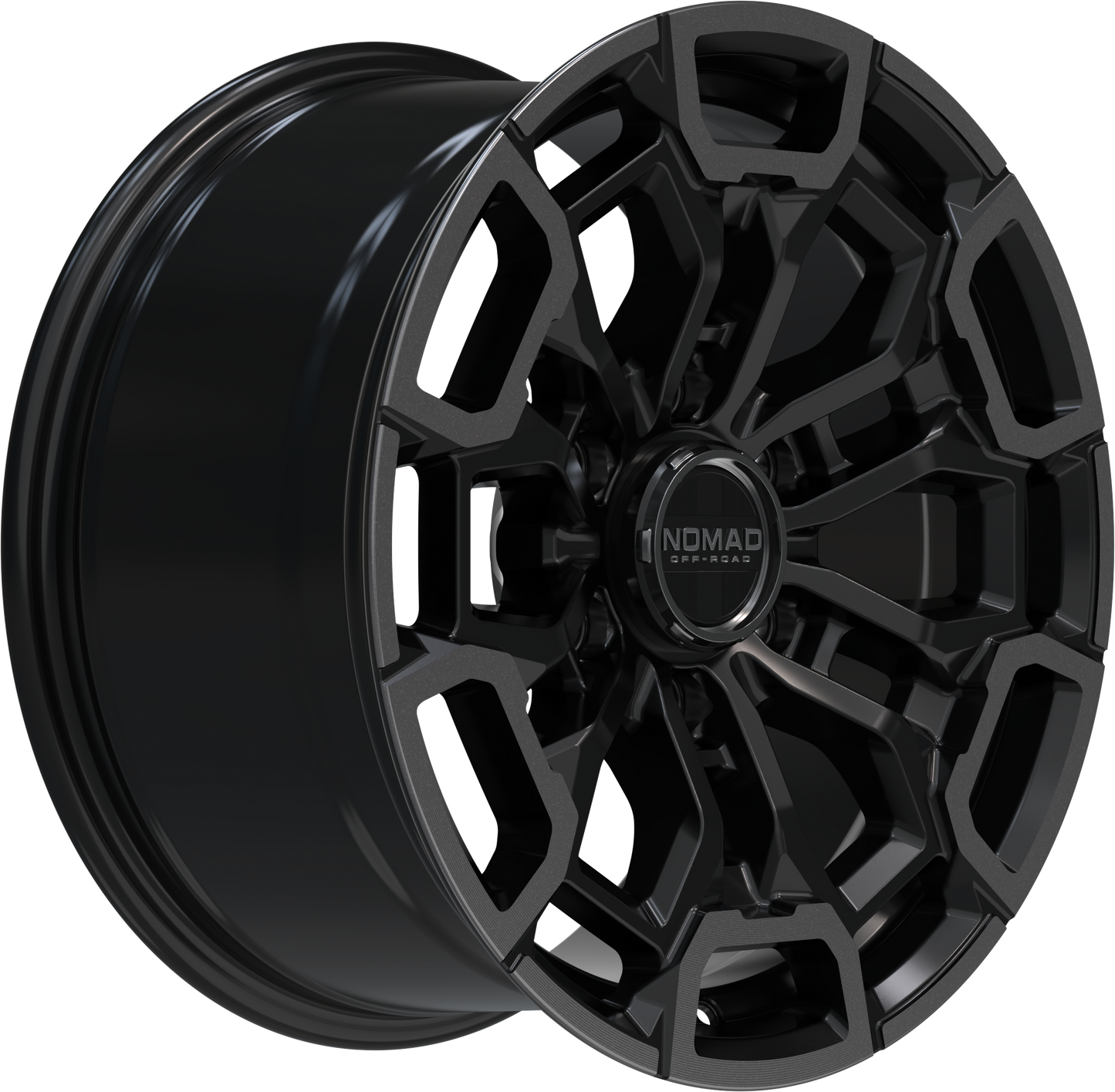 Nomad N162 Black Machined Face Dark Tint wheel side angle