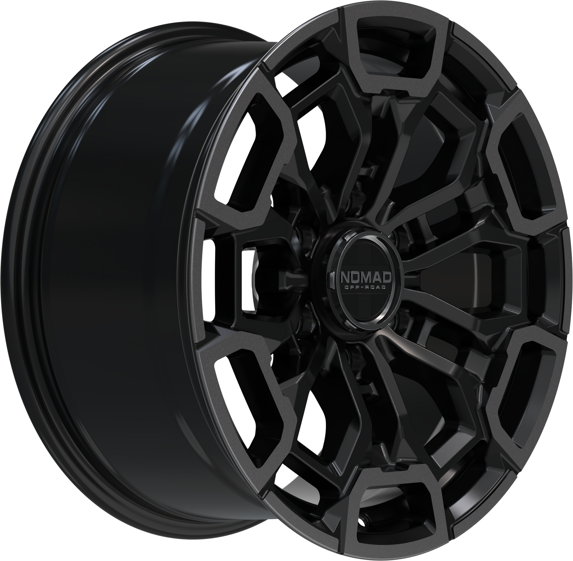 Nomad N162 Black Machined Face Dark Tint wheel side angle