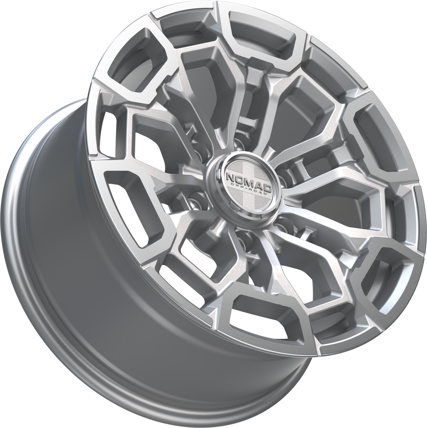 Nomad N162 Silver Machined Face wheel angled view