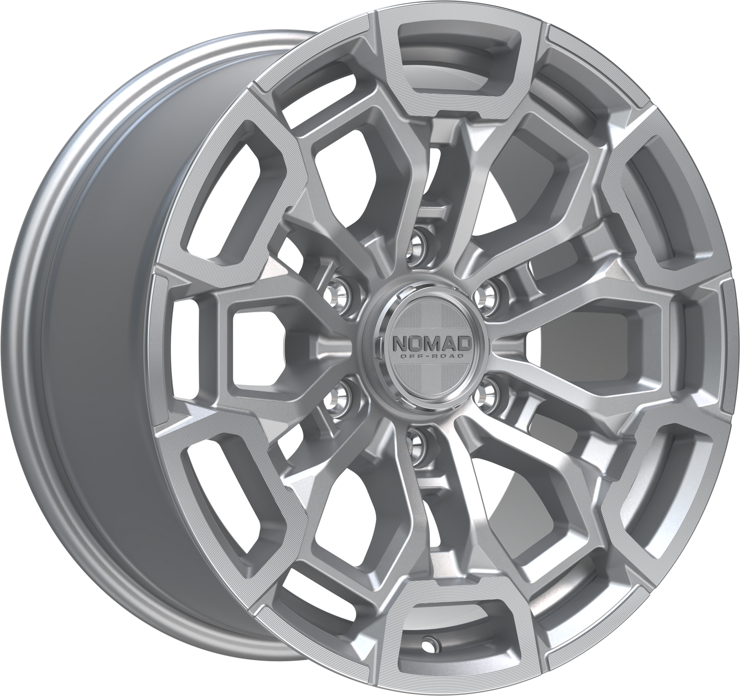 Nomad N162 Silver Machined Face wheel perspective view