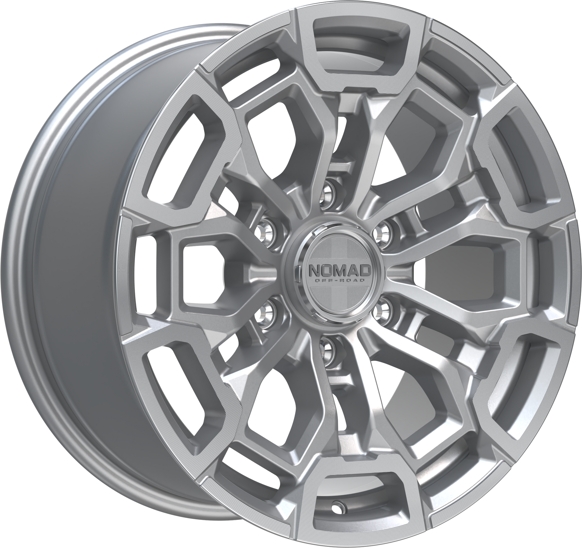 Nomad N162 Silver Machined Face wheel perspective view
