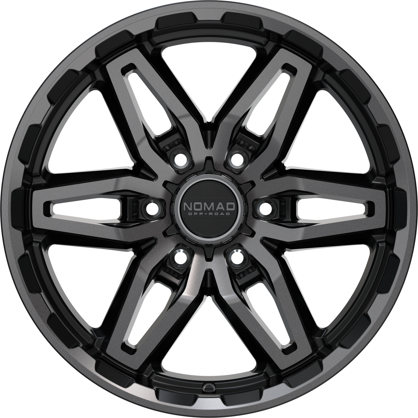 Nomad N232 Black Machined Face Dark Tint wheel front view