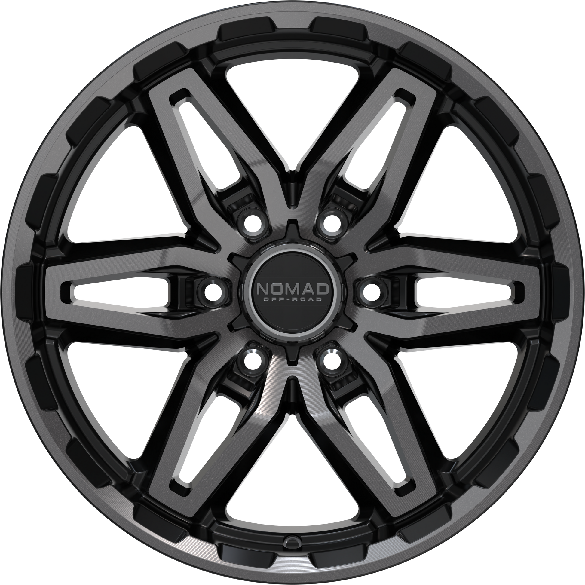 Nomad N232 Black Machined Face Dark Tint wheel front view