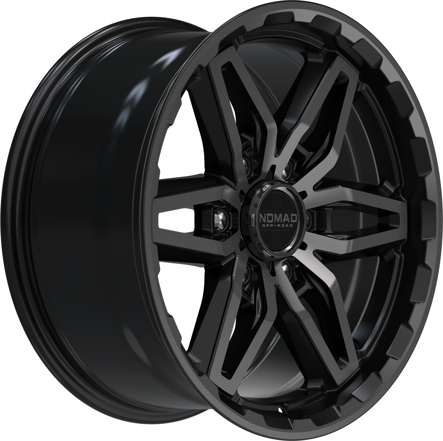 Nomad N232 Black Machined Face Dark Tint wheel side angle
