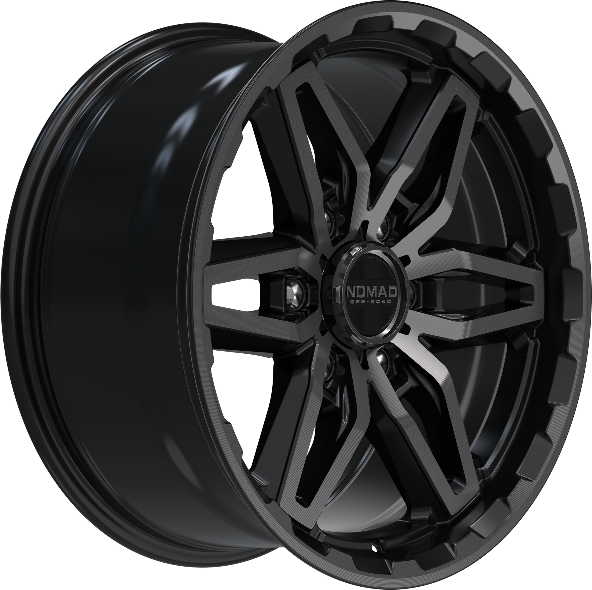 Nomad N232 Black Machined Face Dark Tint wheel side angle