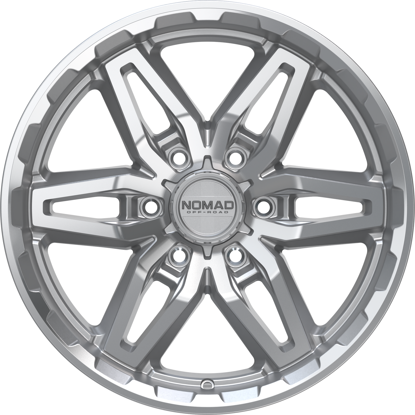 Nomad N232 Silver Machined Face wheel front view