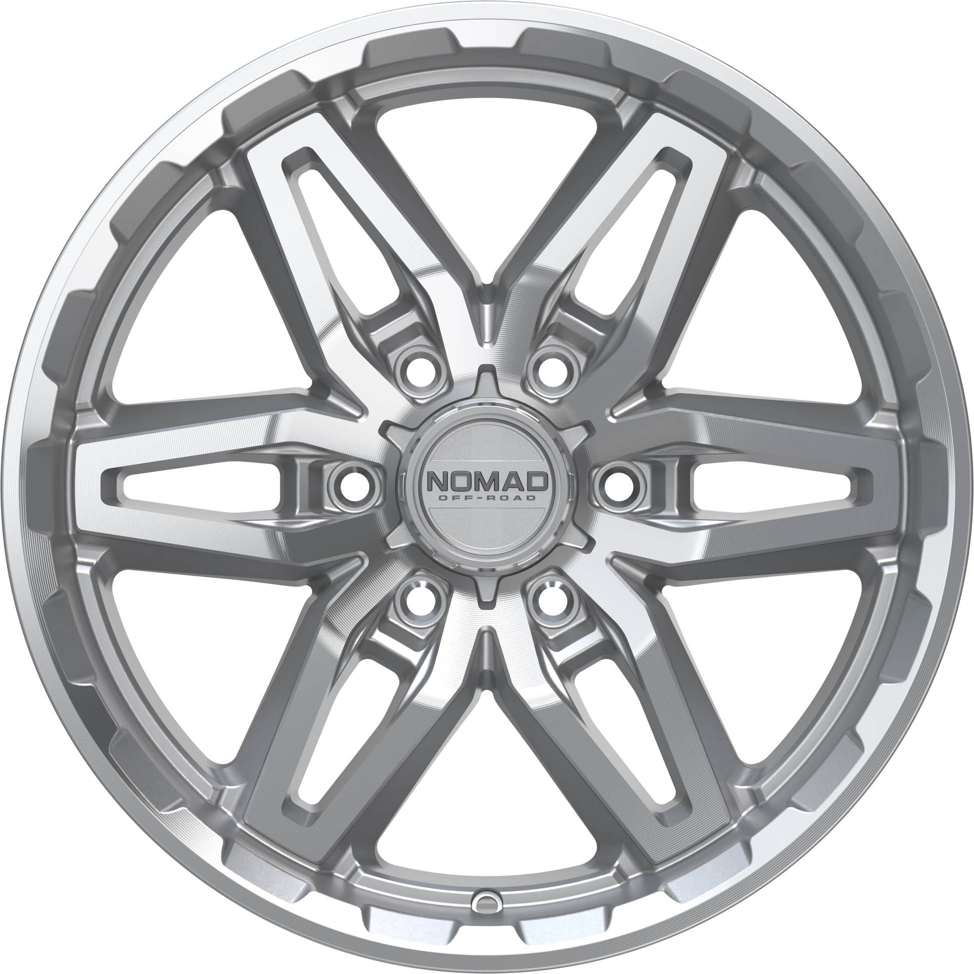 Nomad N232 Silver Machined Face wheel front view