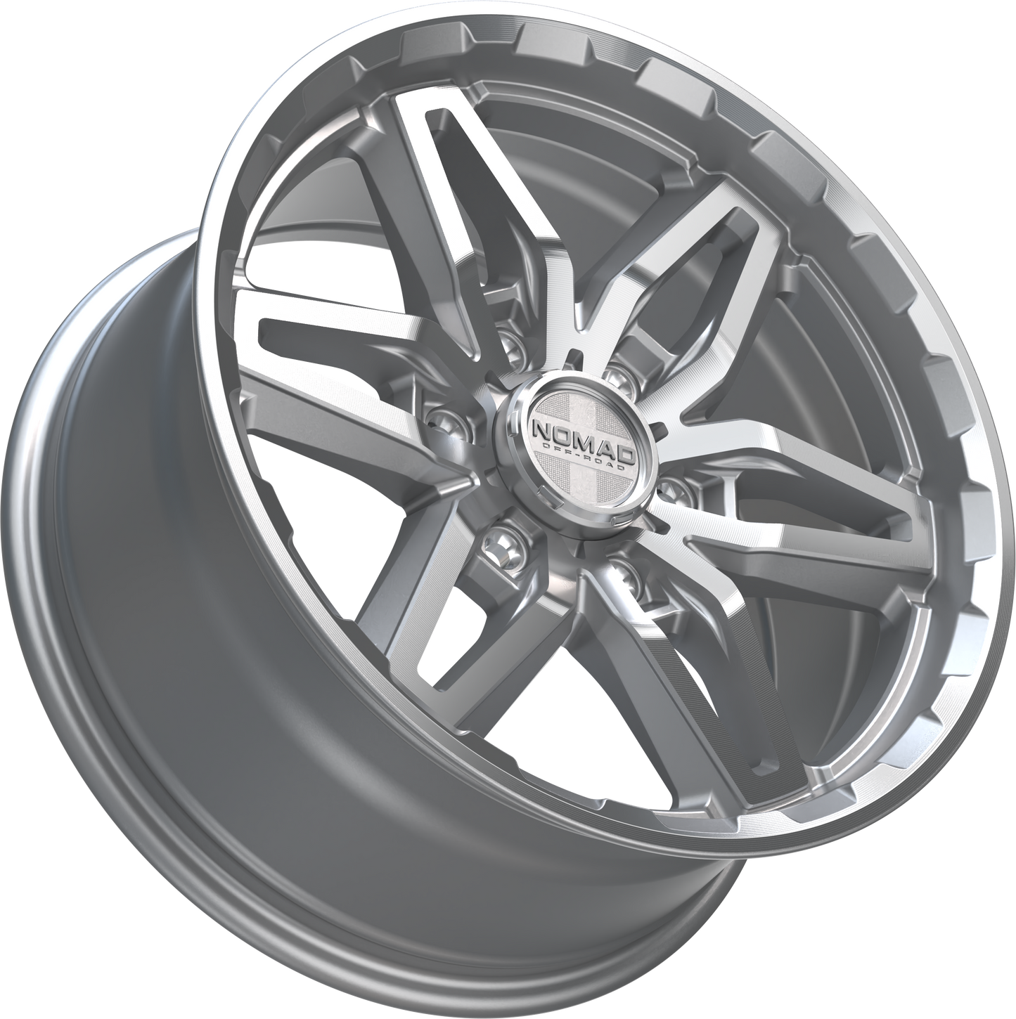 Nomad N232 Silver Machined Face wheel angled view