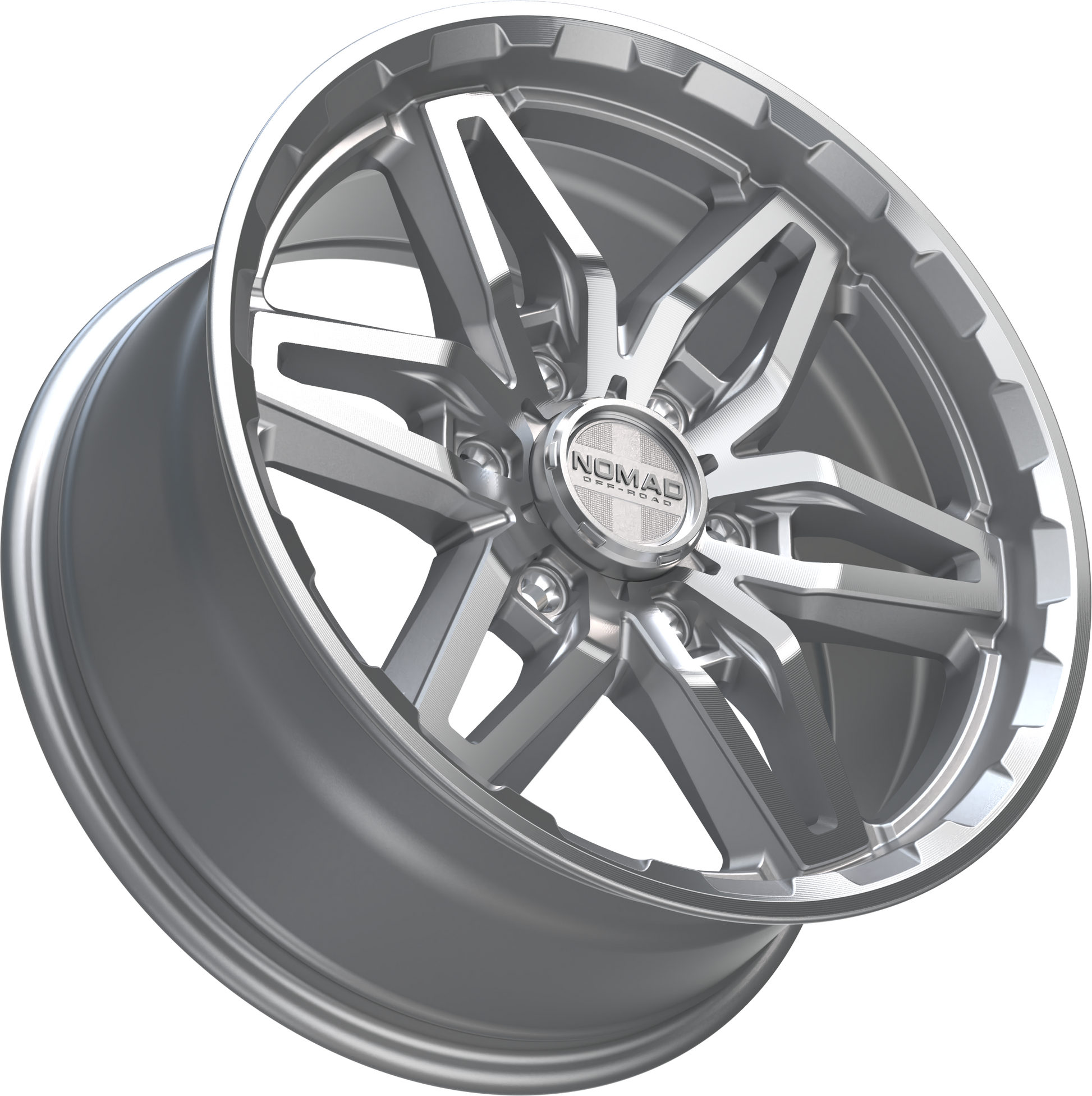 Nomad N232 Silver Machined Face wheel angled view
