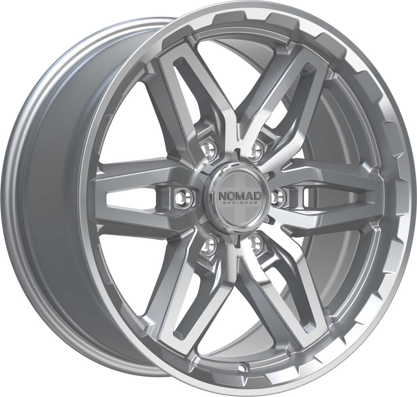 Nomad N232 Silver Machined Face wheel perspective view