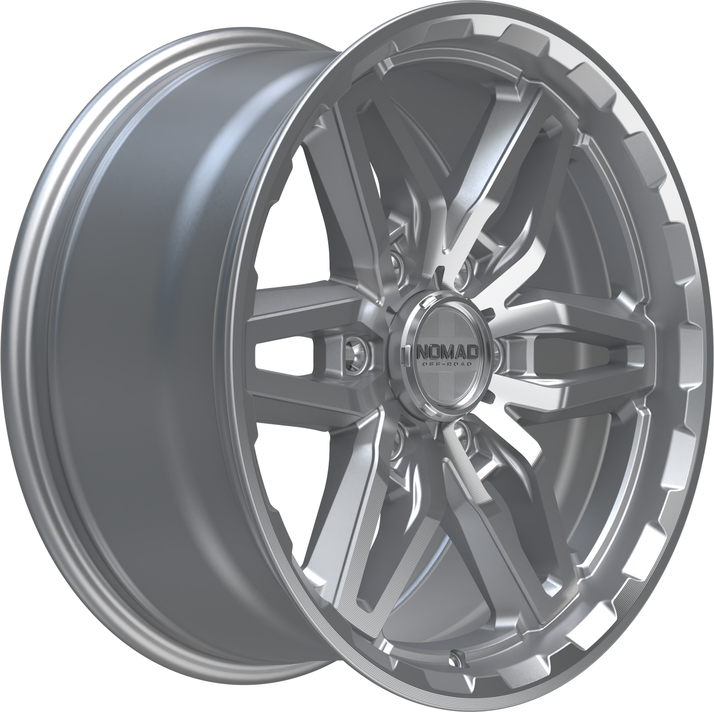 Nomad N232 Silver Machined Face wheel side angle