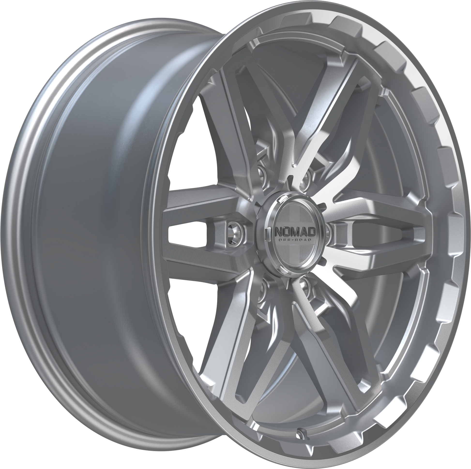 Nomad N232 Silver Machined Face wheel side angle