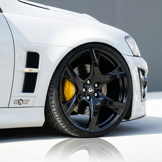 R8 HSV Style 22x9 Gloss Black Set - Holden Commodore VE VF