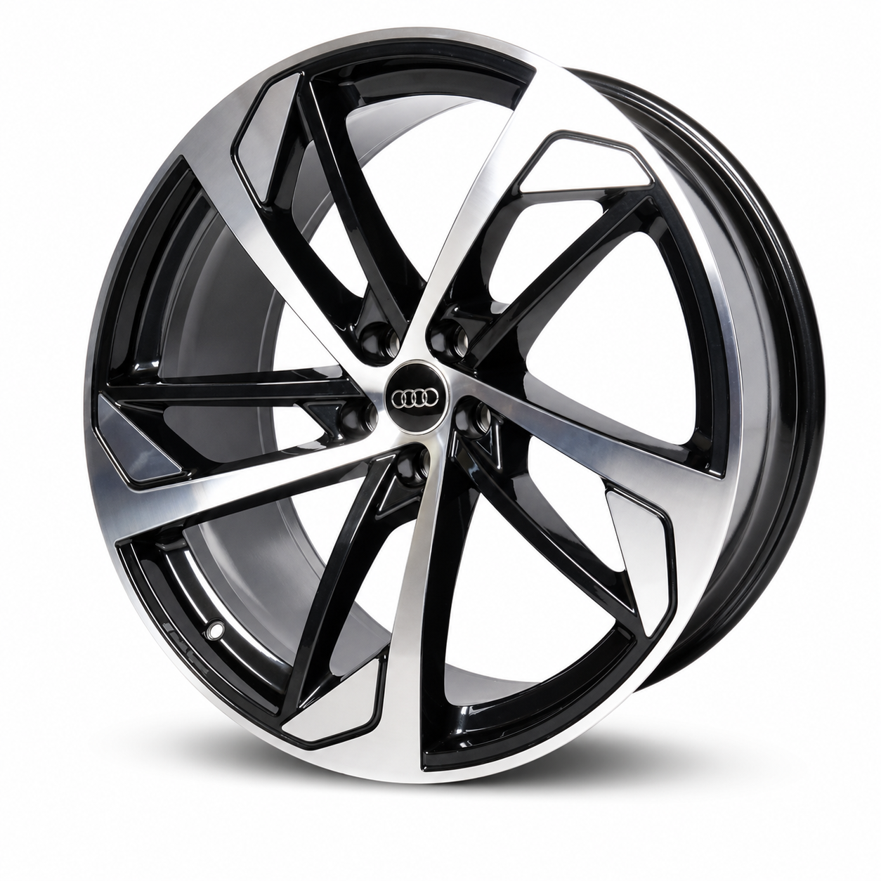 Suits Audi Q8 SQ5 Q5 Q7 SQ7 - 5-Blade Style 22x9.5 Gloss Black Machine Face Wheels