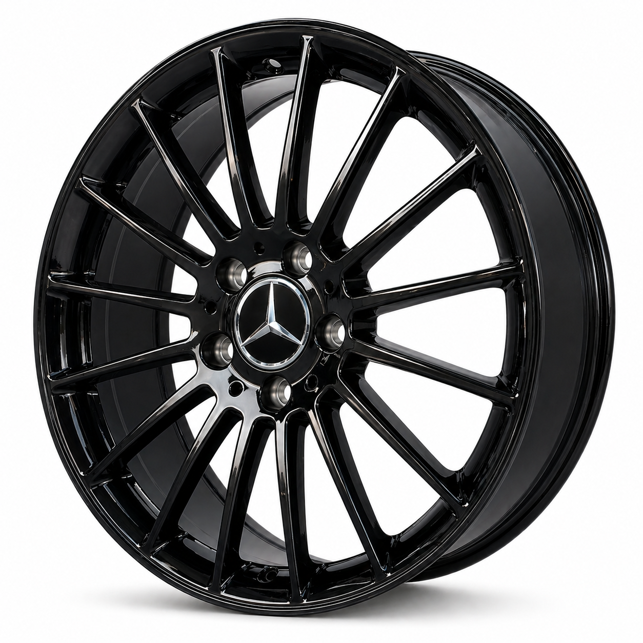 Suits Mercedes-Benz A200 A250 - Multi-Spoke Style 18x8 Gloss Black Machine Face Wheels