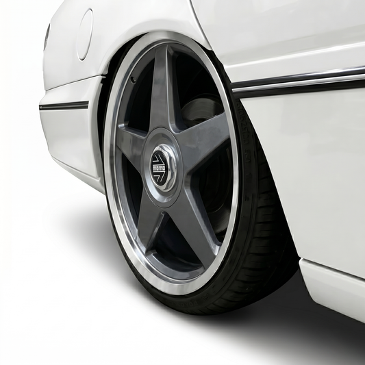 Suits Holden Commodore VL VT VX VY VZ VE VF - Momo Star Style 20" Gunmetal Polished Lip Staggered Wheels