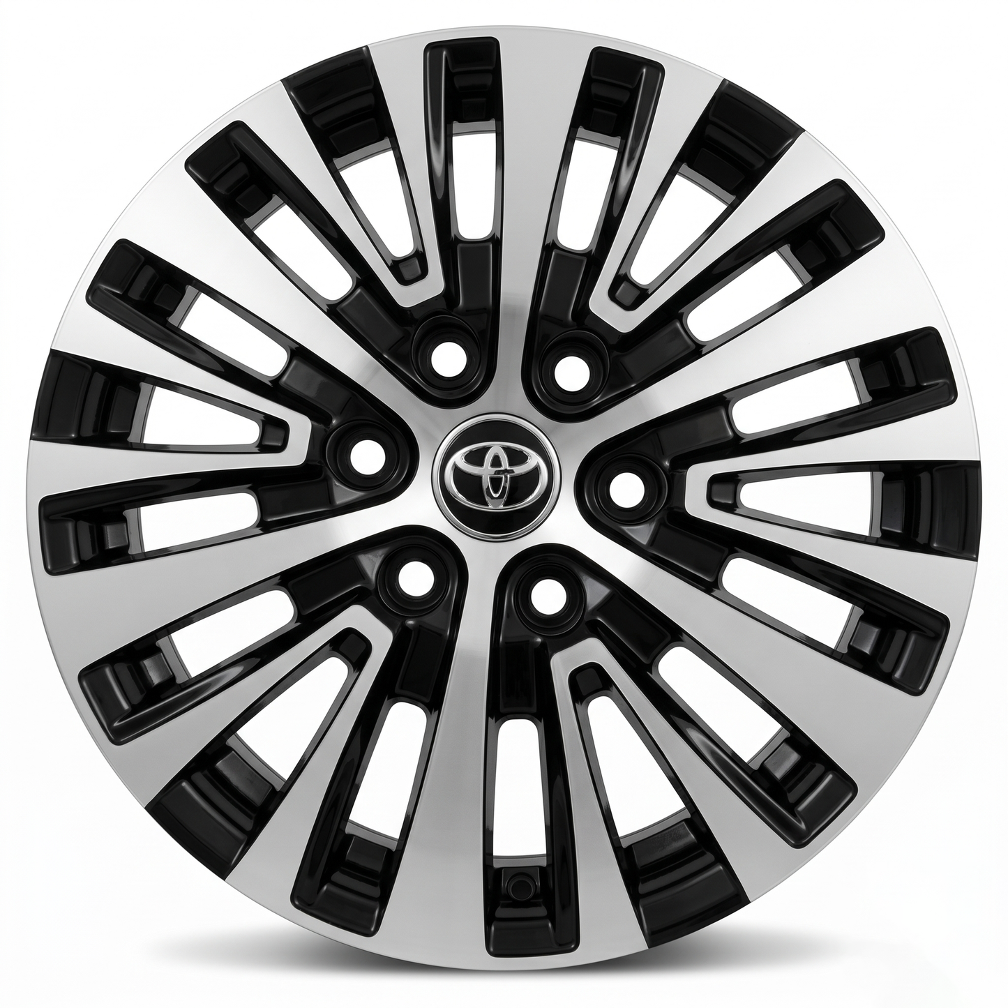 Suits Toyota HiAce H300 2019+ - Multi-Spoke Style 16x6.5 Gloss Black Machine Face Wheels