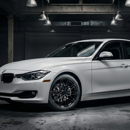 Suits BMW 3 4 5 Series 5x120 - Y-Web Mesh Style 18" Gloss Black Staggered Wheels