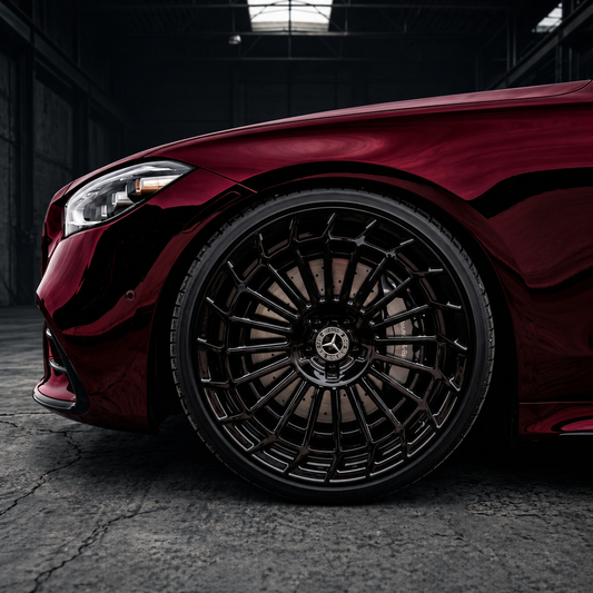 Suits Mercedes Benz Audi VW C E S Class GLC GLE — Maybach Style 20" Staggered Gloss Black Wheels | 5x112