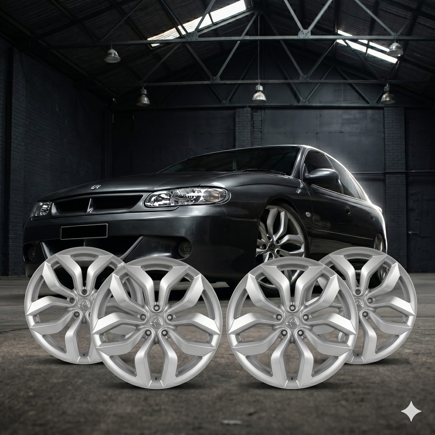 Suits Holden Commodore VE VF — Inflexion Style 20" Staggered Silver Wheels | 5x120