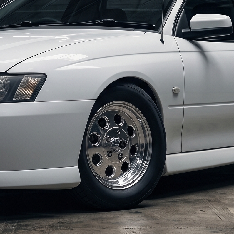 Draglite Style 15x7 15x8 15x10 Polished Wheels — Suits Holden VC VK VL VN VY VZ HQ HZ Torana Early Ford