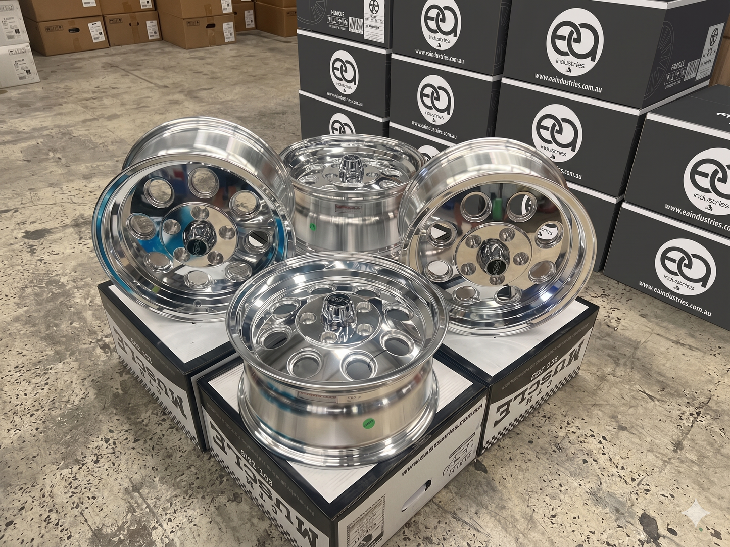 Draglite Style 15x7 15x8 15x10 Polished Wheels — Suits Holden VC VK VL VN VY VZ HQ HZ Torana Early Ford