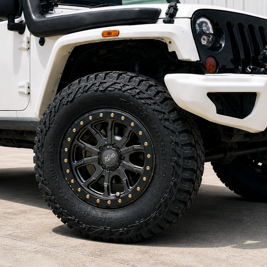 Suits Jeep Wrangler Rubicon — Dirty Life DT1 Style 17x9 Zero Offset Satin Gunmetal Beadlock Wheels | 5x127