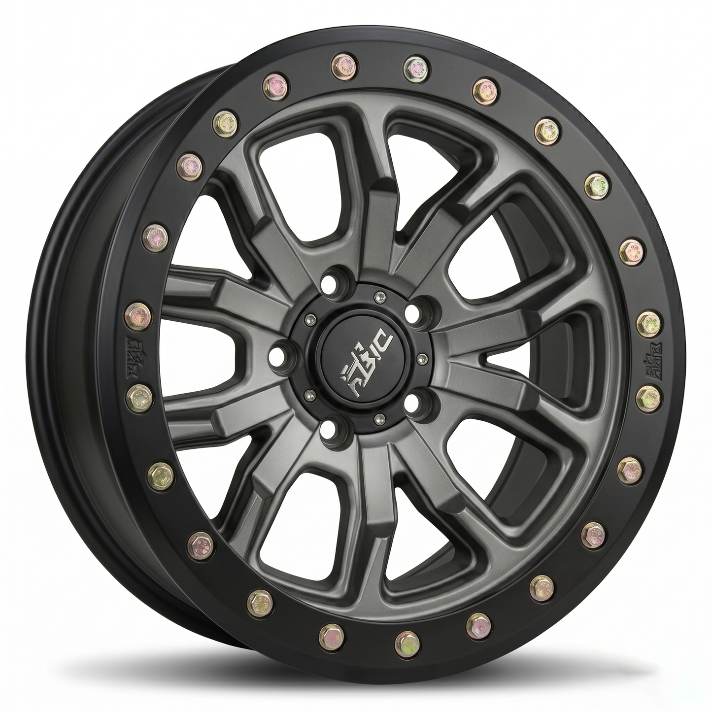 Suits Jeep Wrangler Rubicon — Dirty Life DT1 Style 17x9 Zero Offset Satin Gunmetal Beadlock Wheels | 5x127