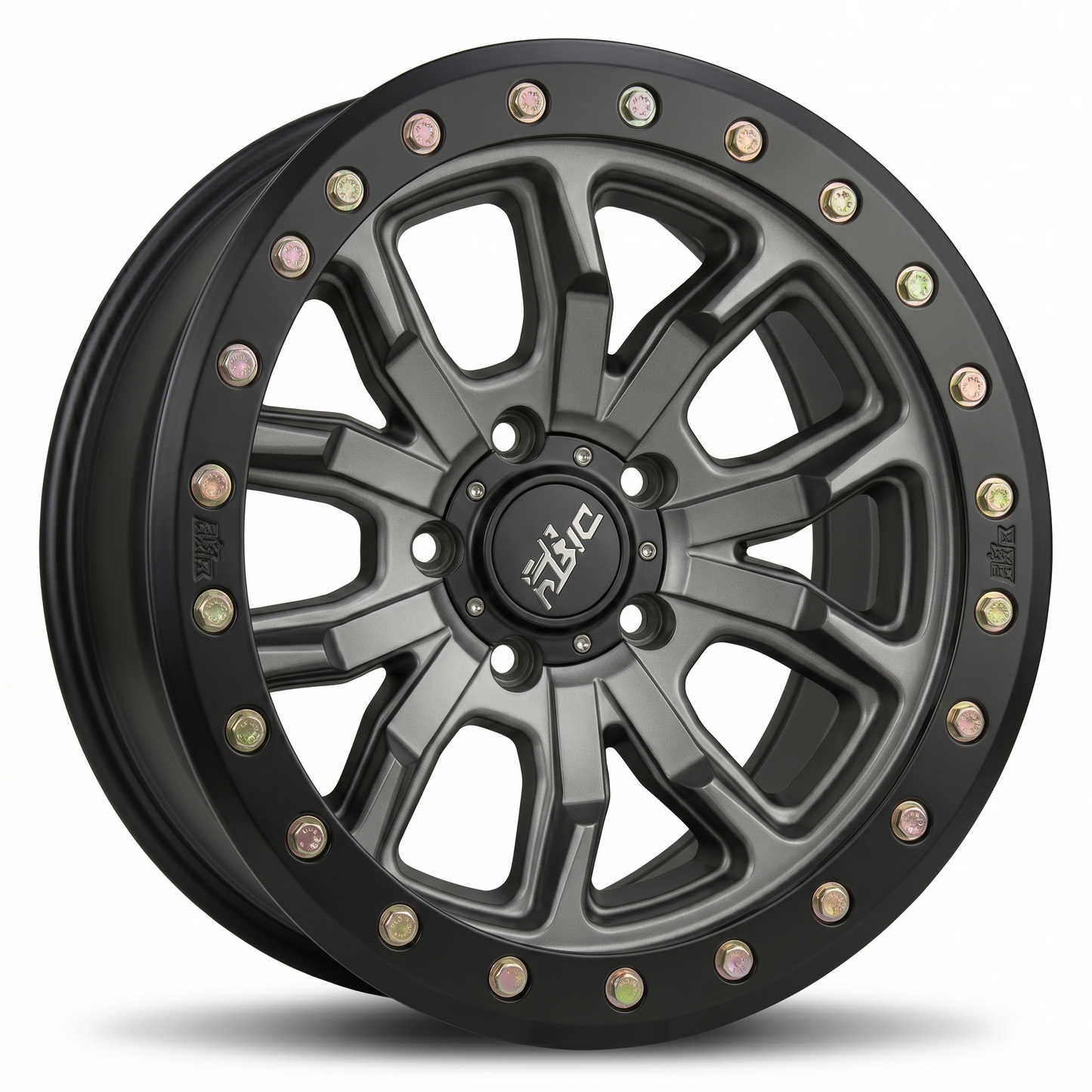 Suits Jeep Wrangler Rubicon — Dirty Life DT1 Style 17x9 Zero Offset Satin Gunmetal Beadlock Wheels | 5x127
