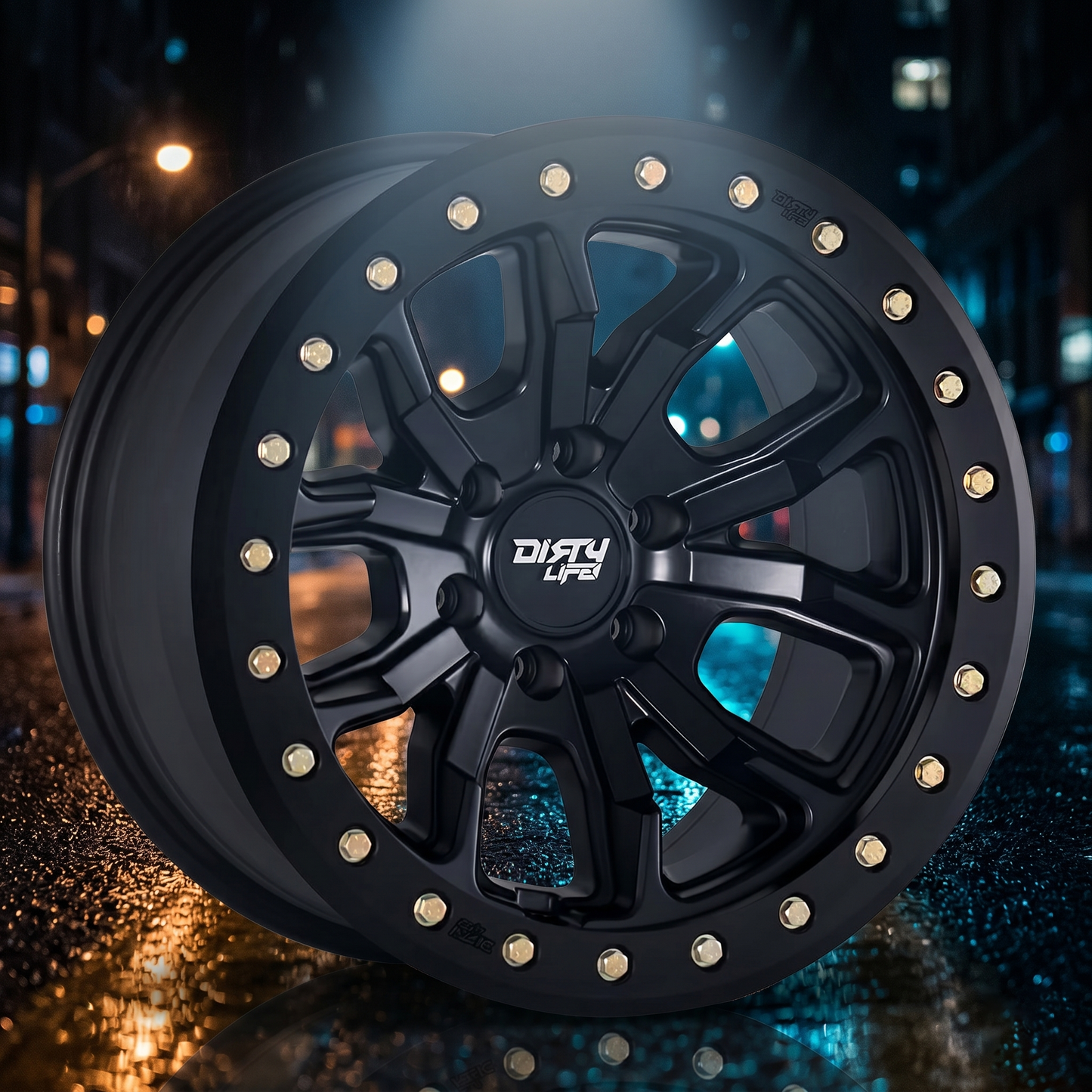 Suits Jeep Wrangler Rubicon — Dirty Life DT1 Style 17x9 Zero Offset Satin Gunmetal Beadlock Wheels | 5x127